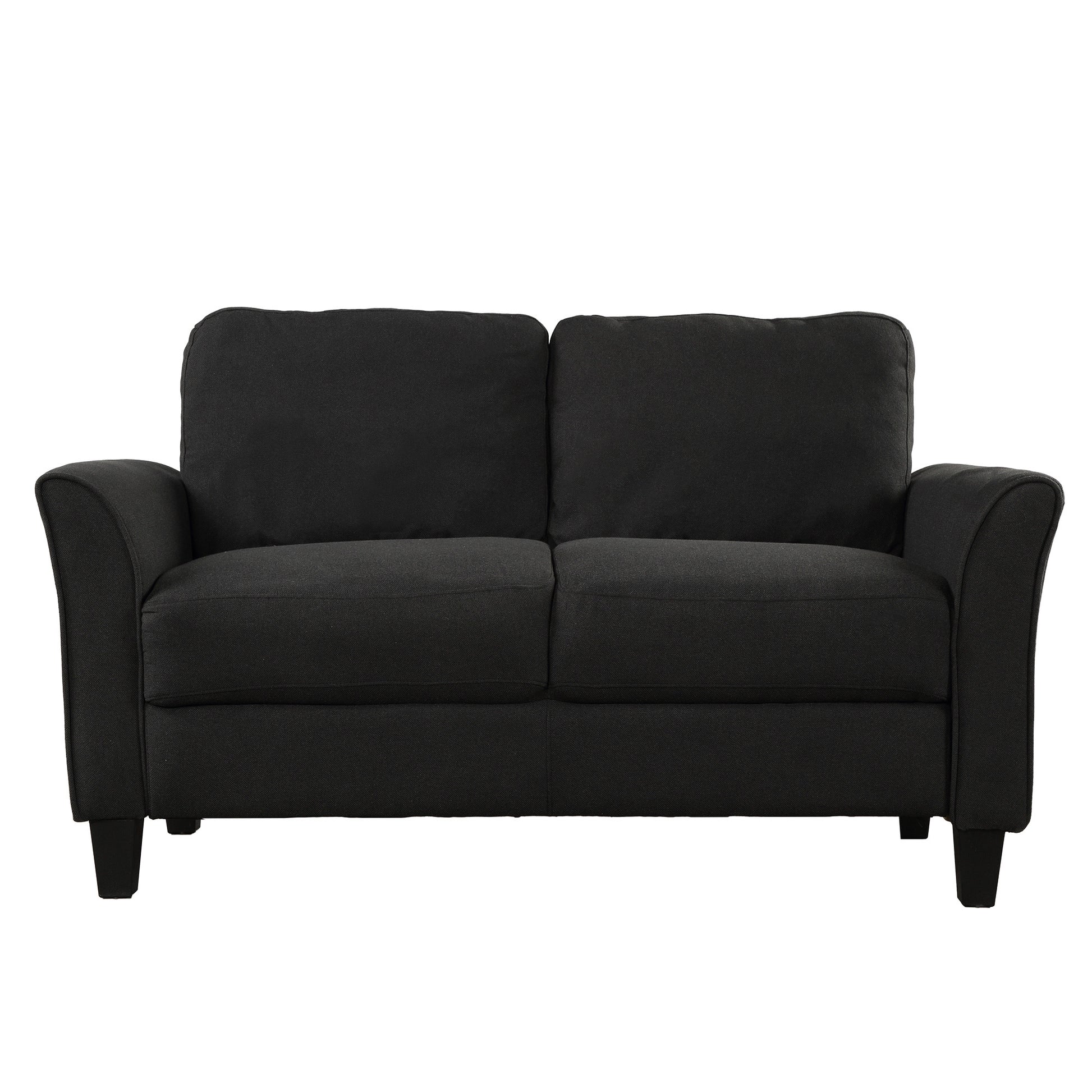 Polyester Blend 3 Pieces Sofa Set Black Polyester 6 Seat