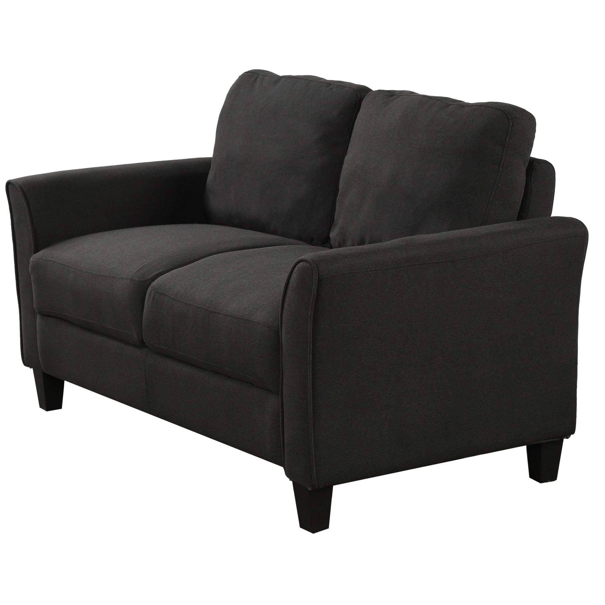 Polyester Blend 3 Pieces Sofa Set Black Polyester 6 Seat