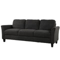 Polyester Blend 3 Pieces Sofa Set Black Polyester 6 Seat