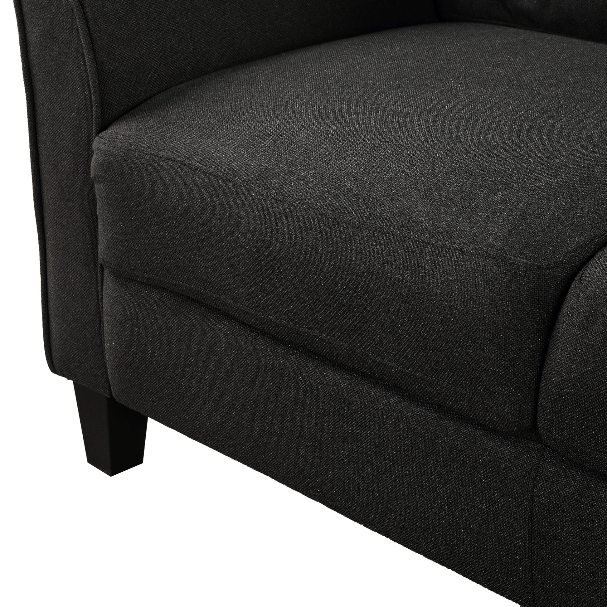 Polyester Blend 3 Pieces Sofa Set Black Polyester 6 Seat