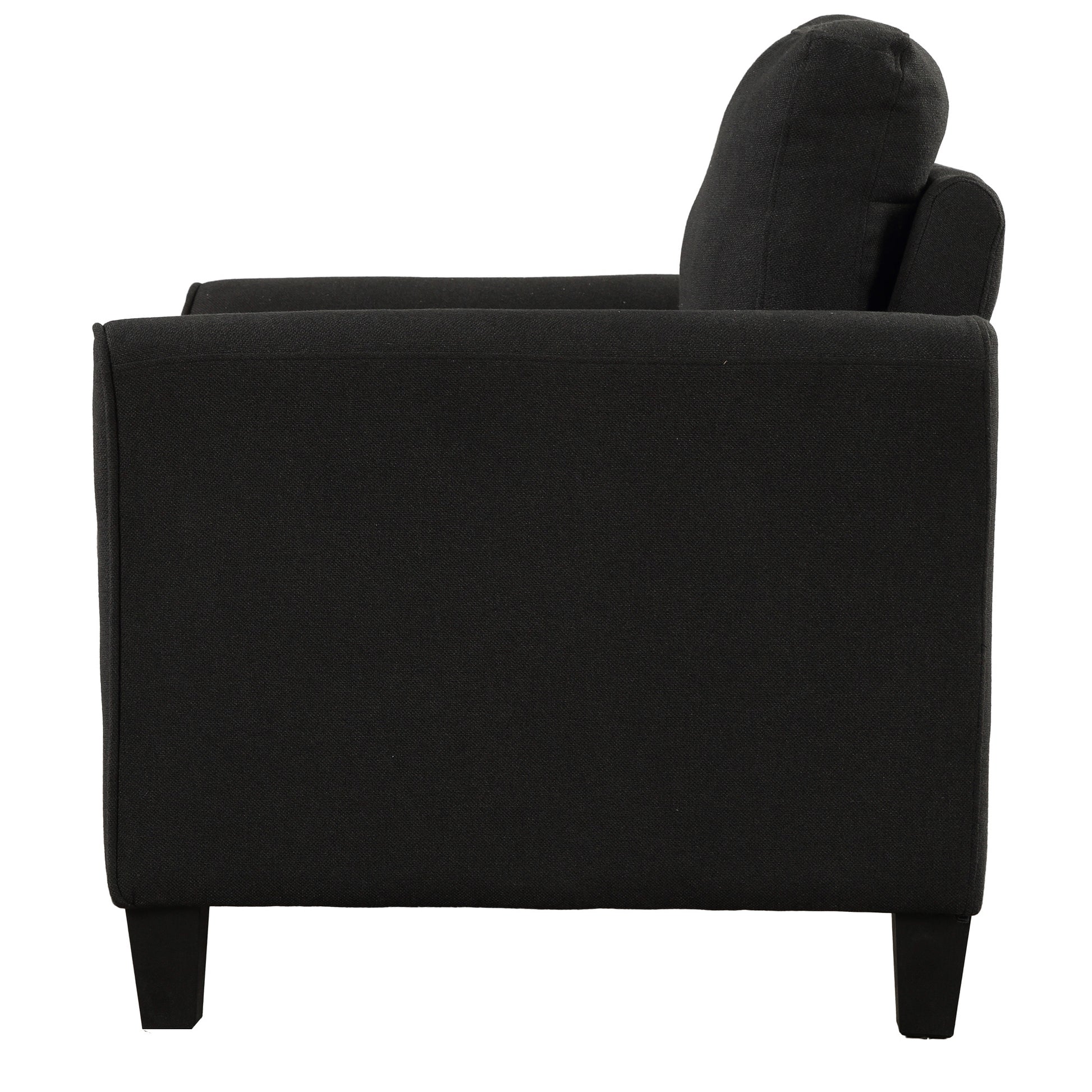 Polyester Blend 3 Pieces Sofa Set Black Polyester 6 Seat