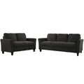 Polyester Blend 3 Pieces Sofa Set Black Polyester 6 Seat