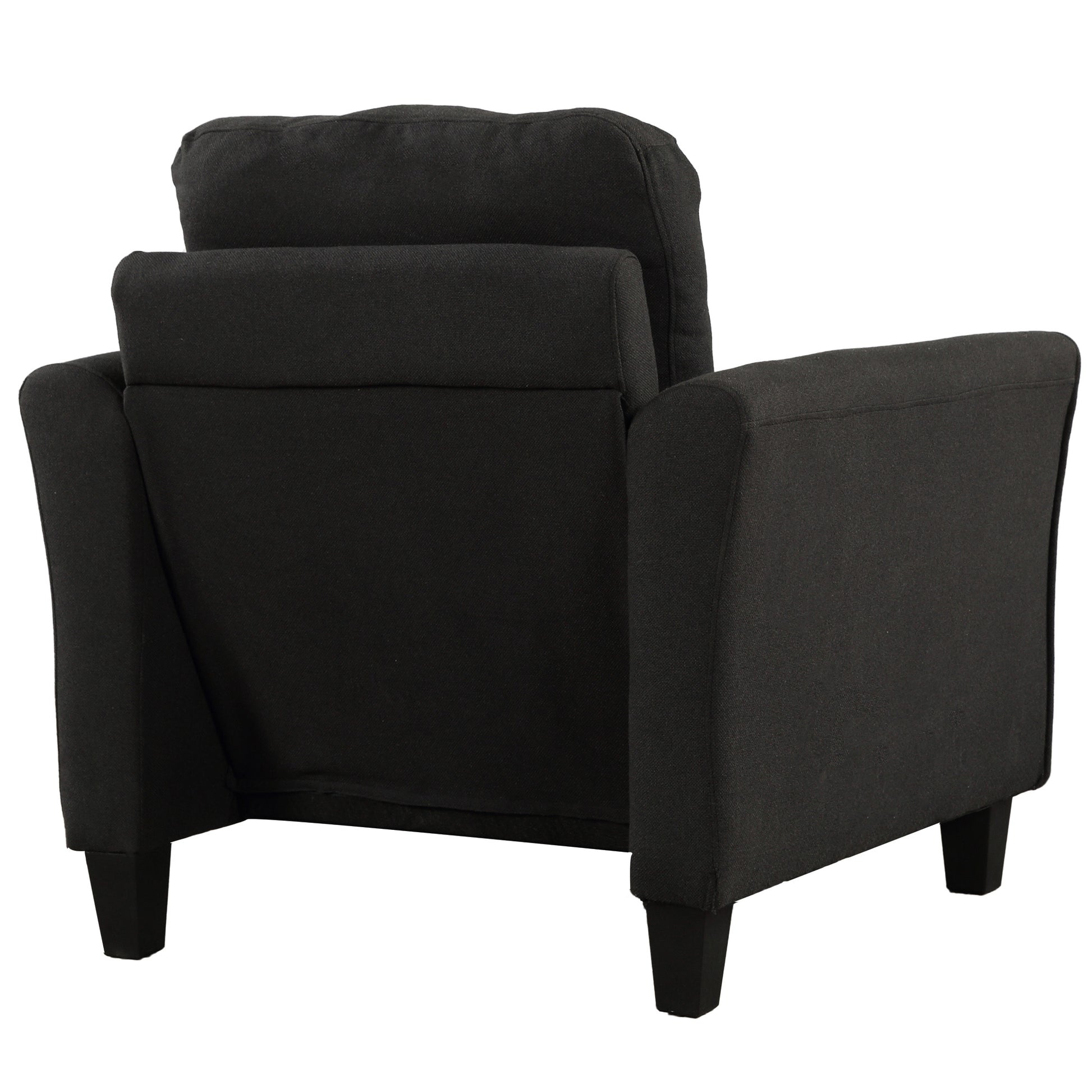 Polyester Blend 3 Pieces Sofa Set Black Polyester 6 Seat