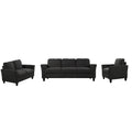 Polyester Blend 3 Pieces Sofa Set Black Polyester 6 Seat