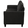 Polyester Blend 3 Pieces Sofa Set Black Polyester 6 Seat