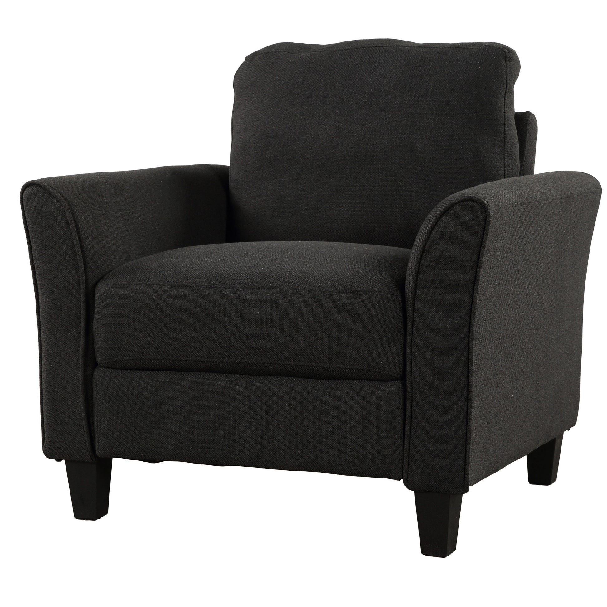 Polyester Blend 3 Pieces Sofa Set Black Polyester 6 Seat