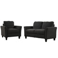 Polyester Blend 3 Pieces Sofa Set Black Polyester 6 Seat