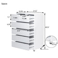 Six Drawer Side Table White White Mdf