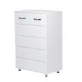 Six Drawer Side Table White White Mdf