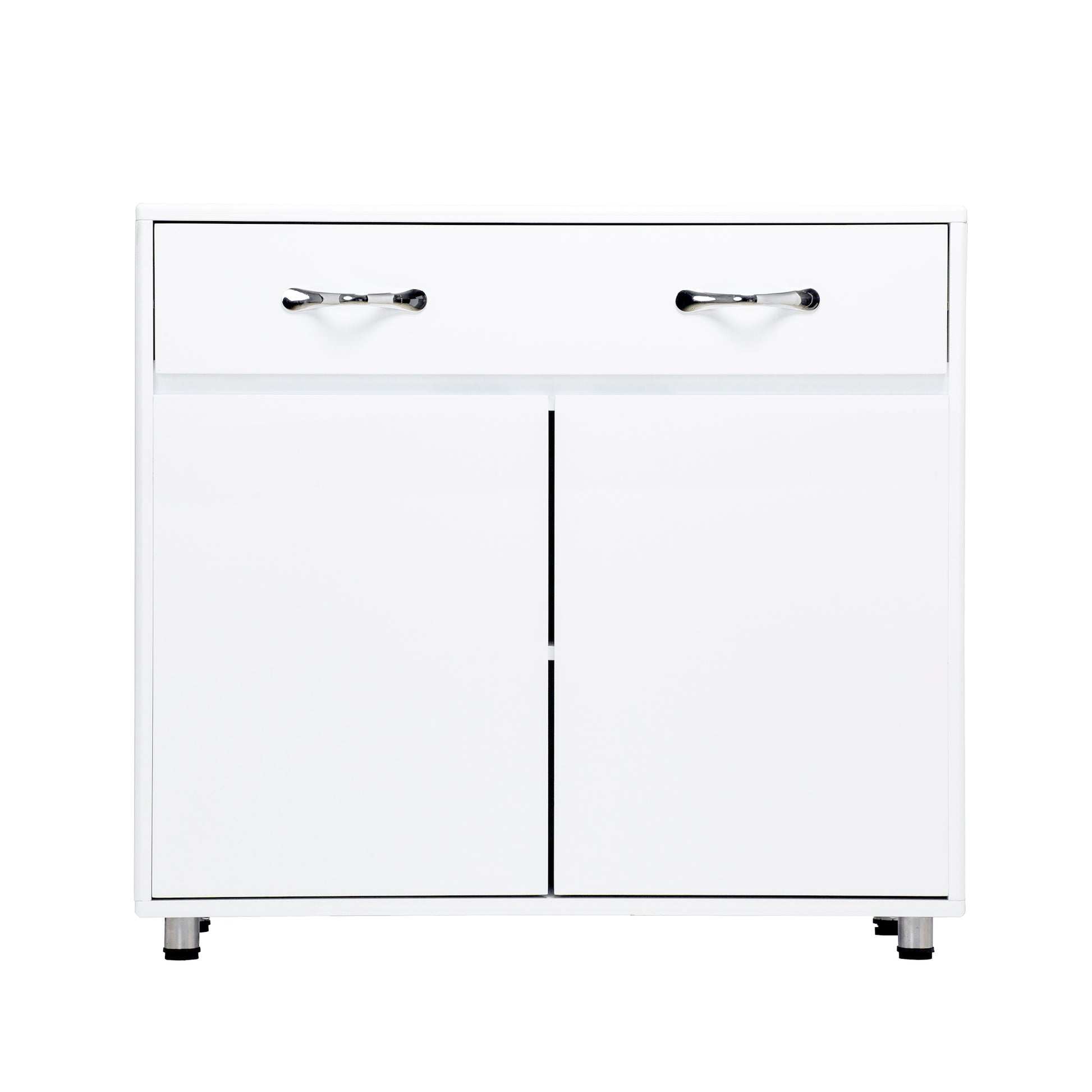 Two Door Side Table White White Mdf