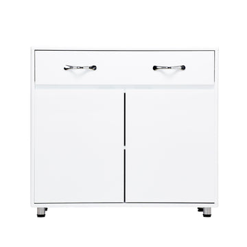 Two Door Side Table White White Mdf