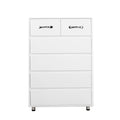 Six Drawer Side Table White White Mdf