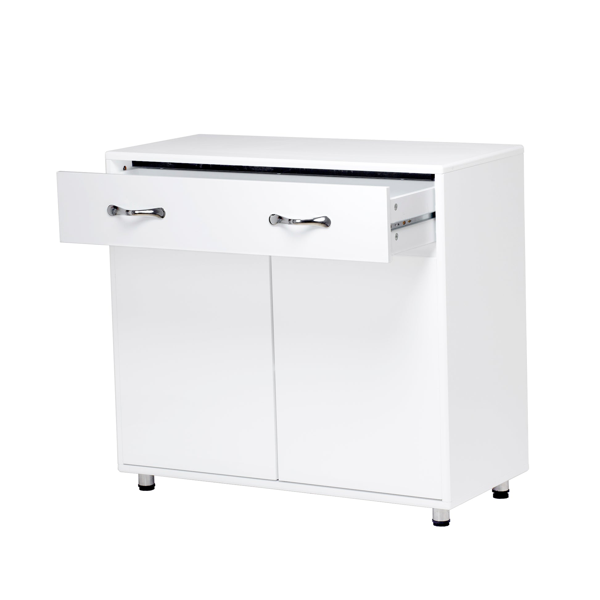 Two Door Side Table White White Mdf