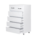 Six Drawer Side Table White White Mdf