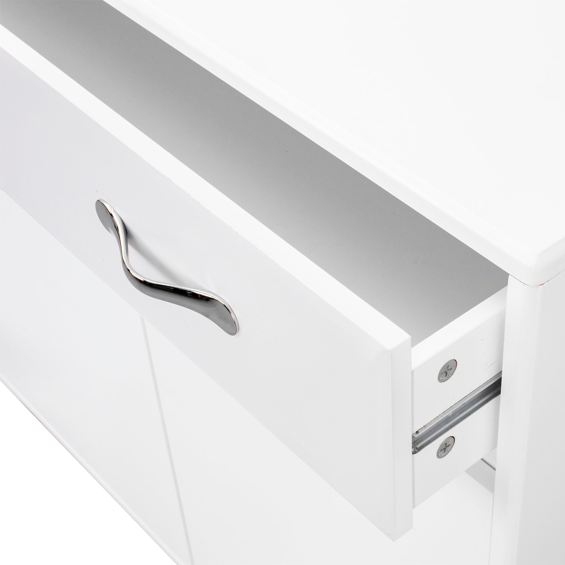 Two Door Side Table White White Mdf