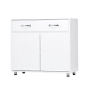 Two Door Side Table White White Mdf