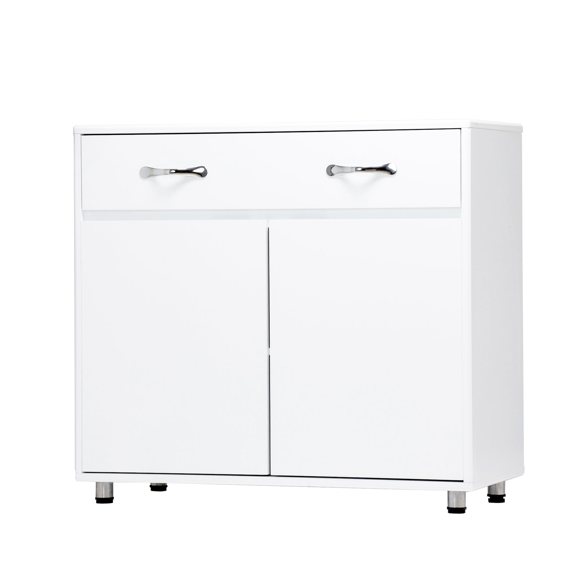 Two Door Side Table White White Mdf