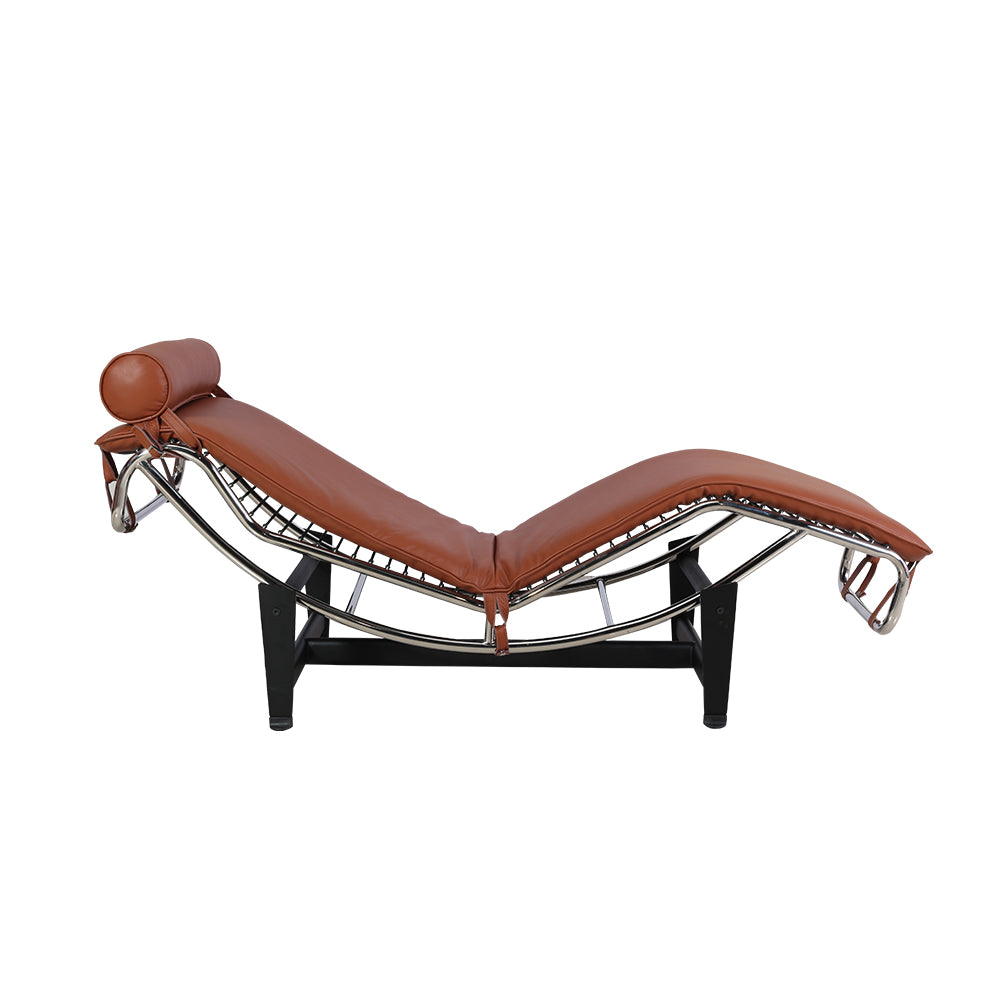 Le Corbusier Lc 4 Style Replica Chaise Lounge Chair Mid Century Modern For Living Room Bedroom Brown Genuine Leather