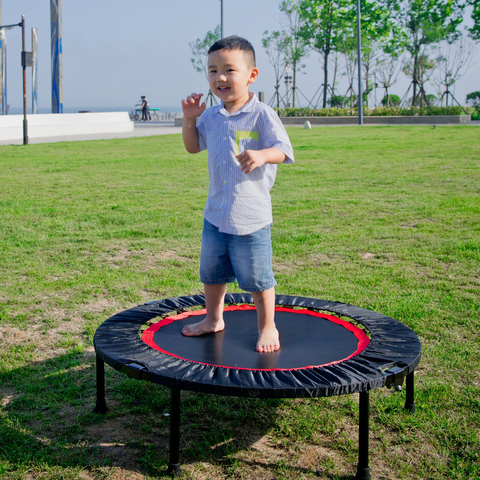 40 Inch Mini Exercise Trampoline For Adults Or Kids Indoor Fitness Rebounder Trampoline With Safety Pad Max Black Steel