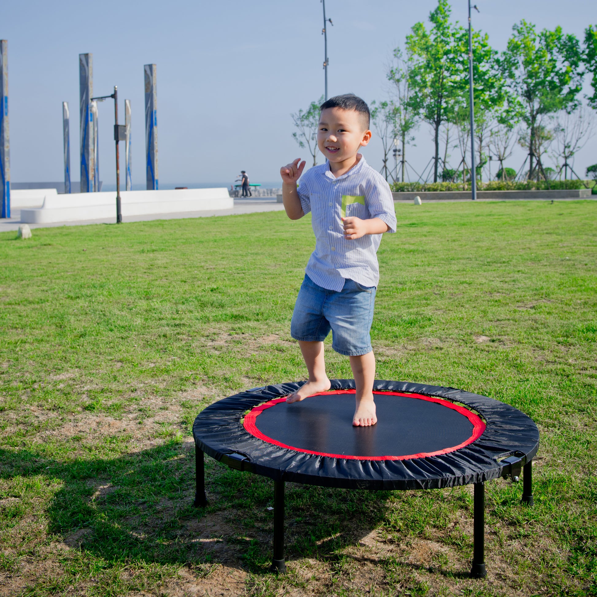 40 Inch Mini Exercise Trampoline For Adults Or Kids Indoor Fitness Rebounder Trampoline With Safety Pad Max Black Steel