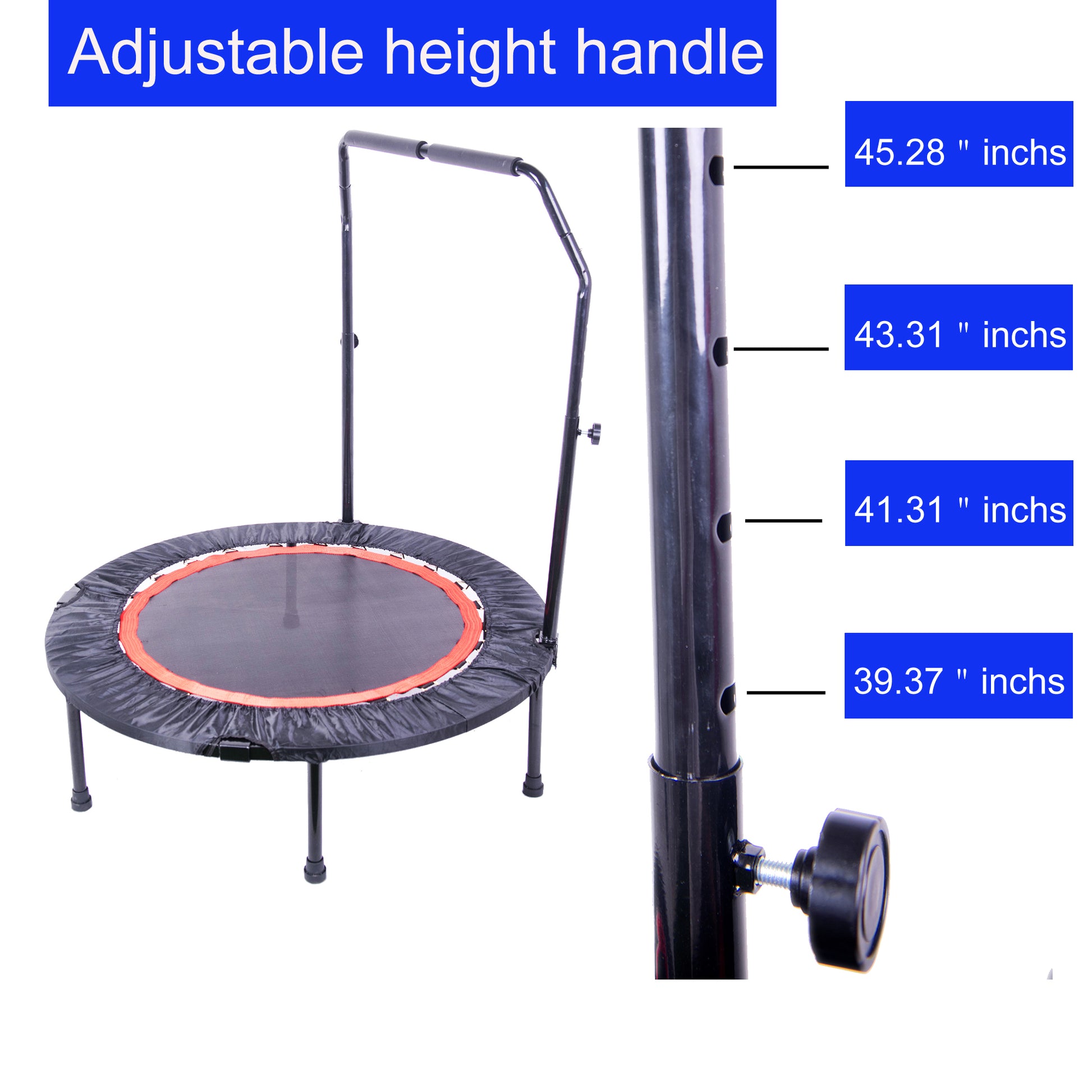 40 Inch Mini Exercise Trampoline For Adults Or Kids Indoor Fitness Rebounder Trampoline With Safety Pad Max. Load 300Lbs Black Metal