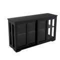 Kitchen Storage Stand Cupboard With Glass Door Black Black Mdf