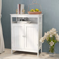 Bathroom Standing Storage With Double Shutter Doors Cabinet White White Mdf