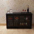 Kitchen Storage Stand Cupboard With Glass Door Black Black Mdf