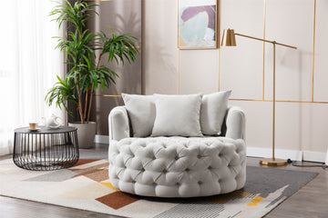 Coolmore Modern Akili Swivel Accent Chair Barrel Chair For Hotel Living Room Modern Leisure Chair Beige Beige Linen