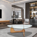 Home Modern Triangle Coffee Table Walnut Solid Wood