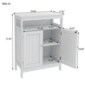 Bathroom Standing Storage With Double Shutter Doors Cabinet White White Mdf