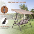 3 Person Outdoor Patio Swing,Steel Frame Textilene Seats Steel Frame Swing Chair,Beige Beige Metal