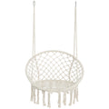 Hammock Chair Macrame Swing Max 330 Lbs Hanging Cotton Rope Hammock Swing Chair For Indoor And Outdoor Beige Cotton