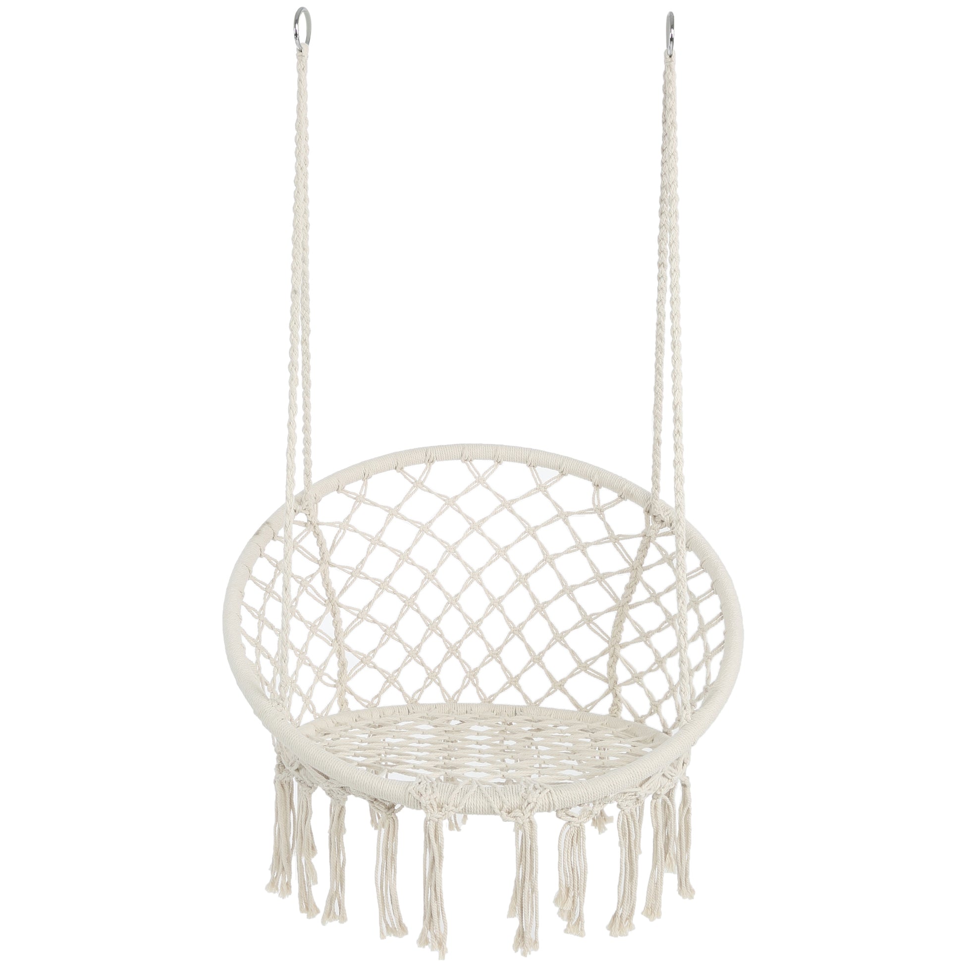 Hammock Chair Macrame Swing Max 330 Lbs Hanging Cotton Rope Hammock Swing Chair For Indoor And Outdoor Beige Cotton