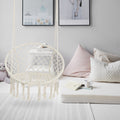 Hammock Chair Macrame Swing Max 330 Lbs Hanging Cotton Rope Hammock Swing Chair For Indoor And Outdoor Beige Cotton