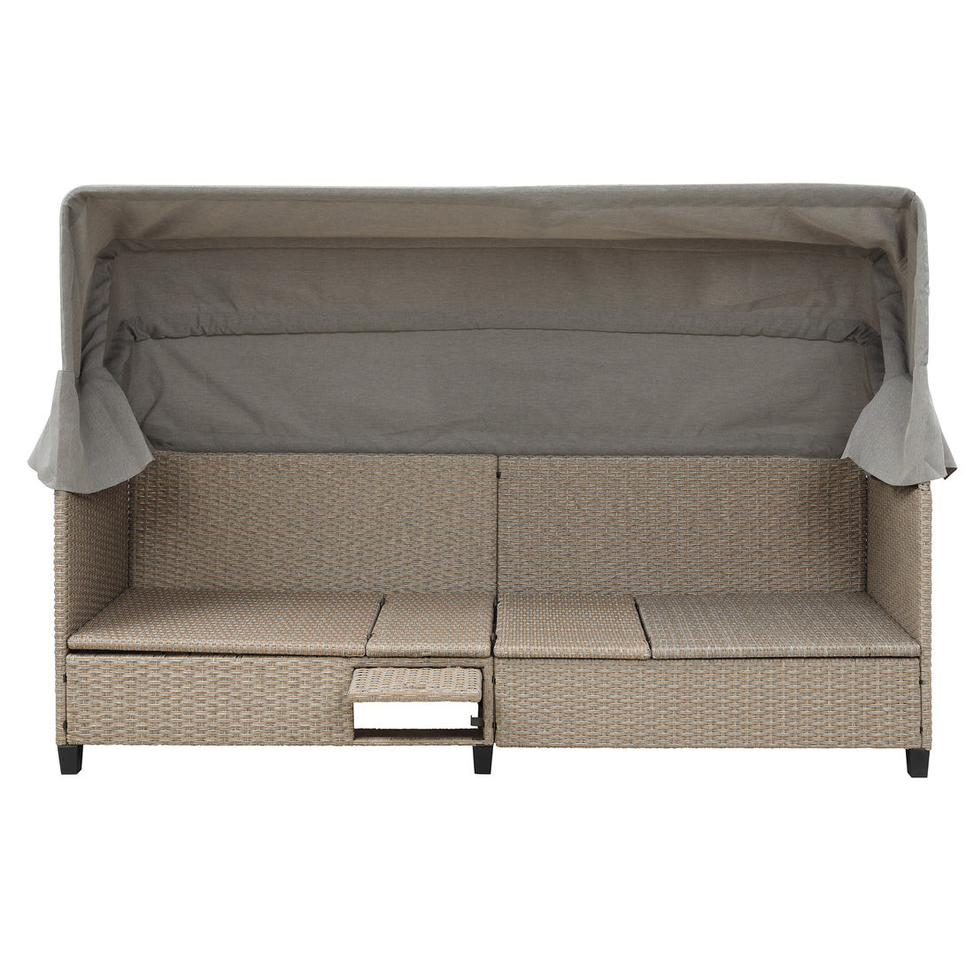 4 Piece Uv Proof Resin Wicker Patio Sofa Set With Retractable Canopy, Cushions And Lifting Table,Brown Yes Complete Patio Set Brown Water Resistant Frame Water Resistant Cushion Garden & Outdoor Casual Sofa Seating Groups Foam Rattan