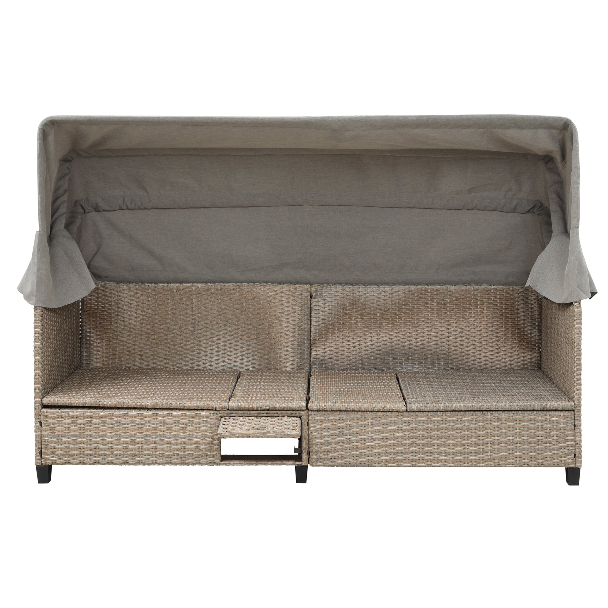 4 Piece Uv Proof Resin Wicker Patio Sofa Set With Retractable Canopy, Cushions And Lifting Table,Brown Yes Complete Patio Set Brown Water Resistant Frame Water Resistant Cushion Garden & Outdoor Casual Sofa Seating Groups Foam Rattan