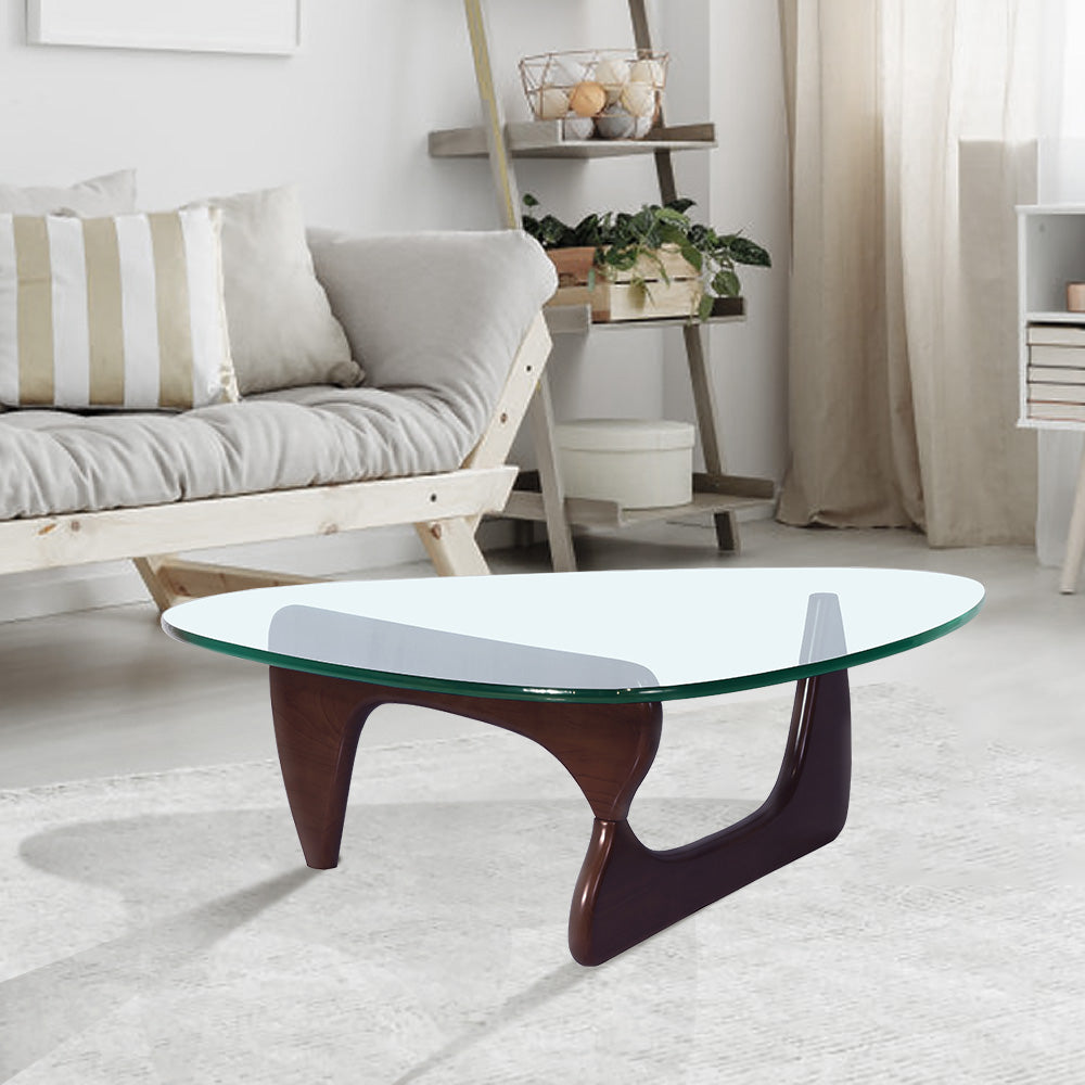 Home Modern Triangle Coffee Table Drak Solid Wood