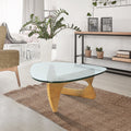 Home Modern Triangle Coffee Table Natural Solid Wood