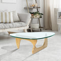 Home Modern Triangle Coffee Table Natural Solid Wood