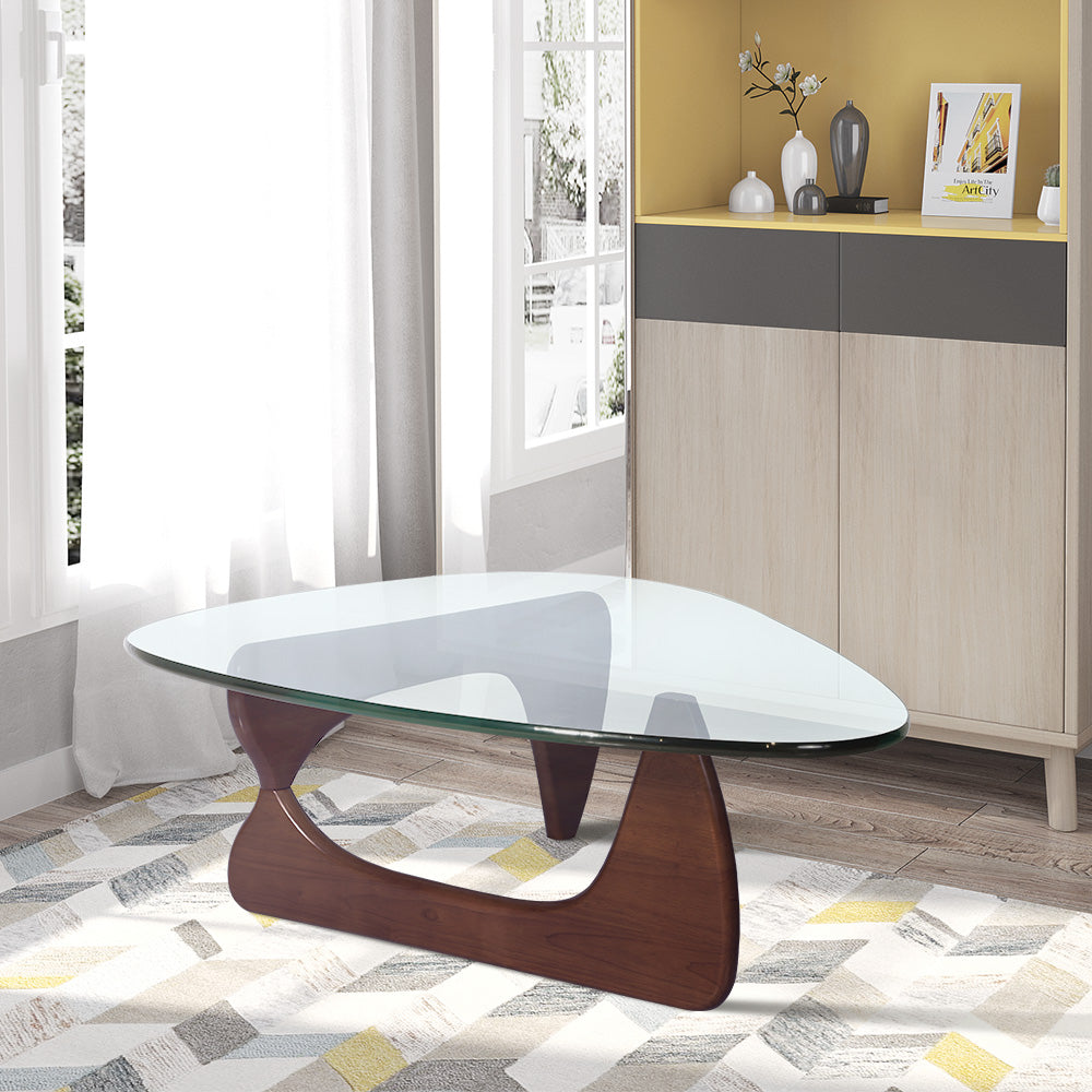 Home Modern Triangle Coffee Table Drak Solid Wood