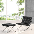 Mid Century Foldable Lounge Chair With Ottoman Black Genuine Leather 1 Seat