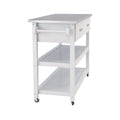 Stainless Steel Table Top White Kicthen Cart With Two Drawers White Mdf