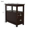 End Table Narrow Nightstand With Two Drawers And Open Shelf Brown Brown Mdf