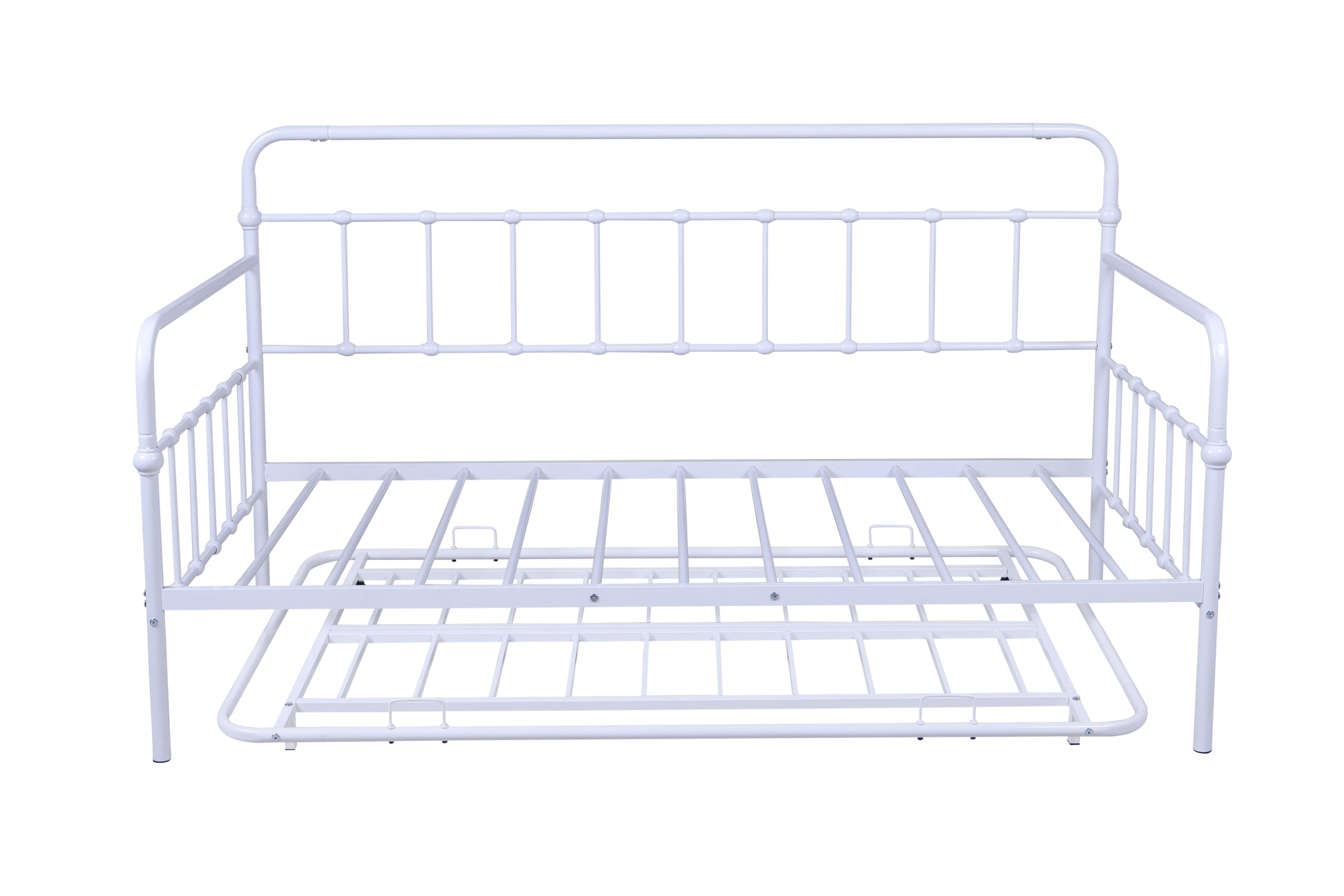 Metal Frame Daybed With Trundle White Metal