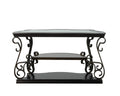 Sofa Table, Glass Table Top, Mdf W Marble Paper Middle Shelf, Powder Coat Finish Metal Legs. 54