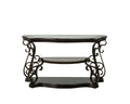 Sofa Table, Glass Table Top, Mdf W Marble Paper Middle Shelf, Powder Coat Finish Metal Legs. 54