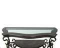 Sofa Table, Glass Table Top, Mdf W Marble Paper Middle Shelf, Powder Coat Finish Metal Legs. 54