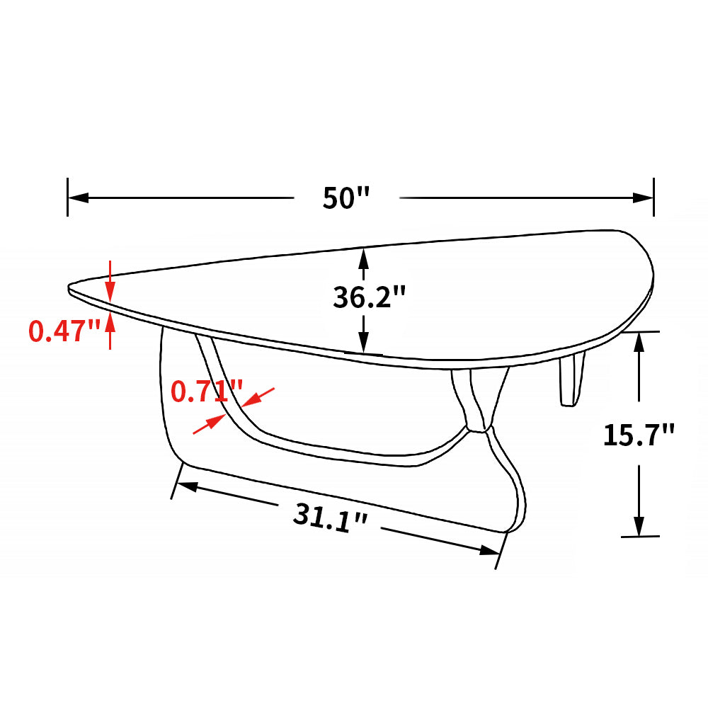 Home Modern Triangle Coffee Table Walnut Solid Wood
