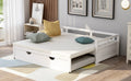 Extending Daybed With Trundle, Wooden Daybed With Trundle, White Twin White Solid Wood